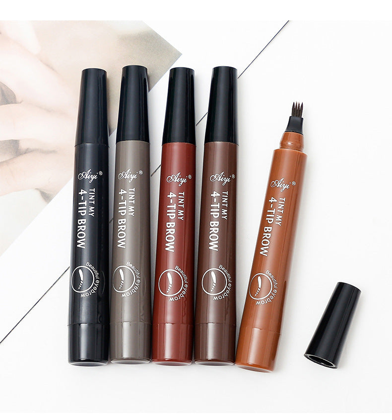 Four-headed eyebrow pencil, durable waterproof, sweat-proof, non-dressing, four-pointed eyebrow pencil, four-pronged eyebrow pencil, cross-border sales