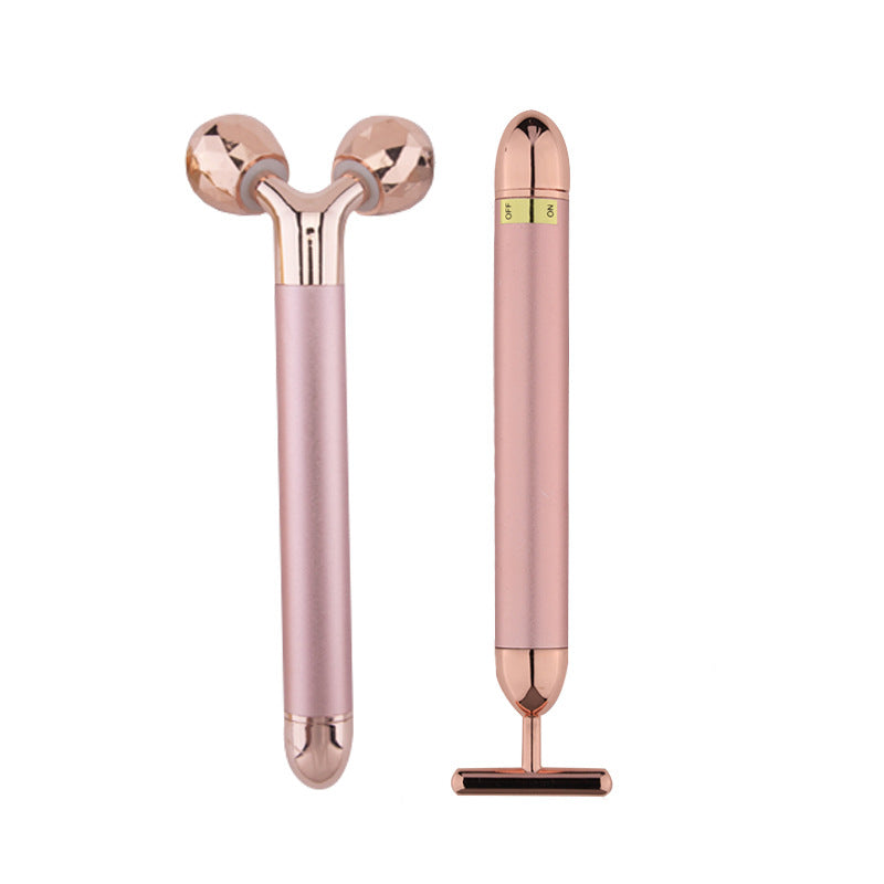 Metal 3D Roller T-Shaped Gold Bar Set Face Slimming Instrument Roller Rolling Beauty Stick Factory Outlet