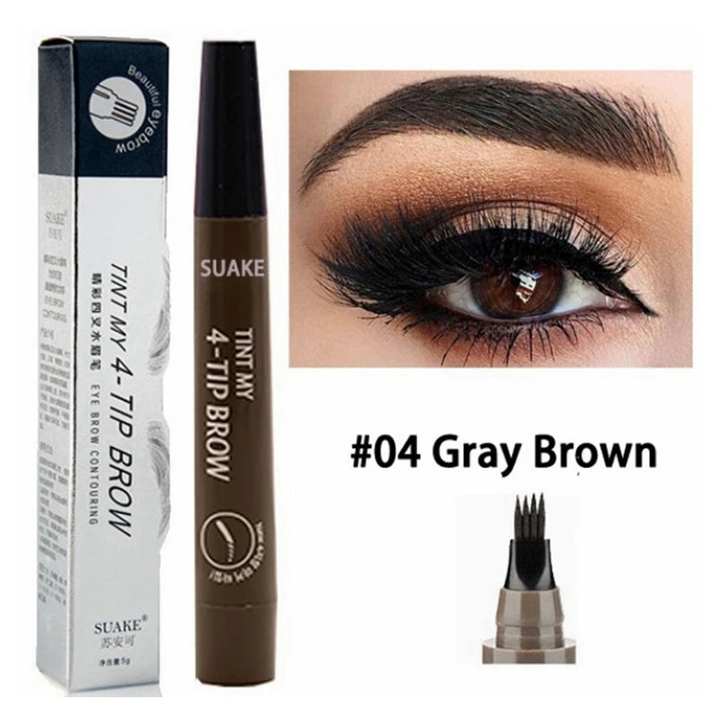 Four-headed eyebrow pencil, durable waterproof, sweat-proof, non-dressing, four-pointed eyebrow pencil, four-pronged eyebrow pencil, cross-border sales